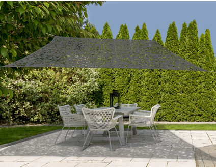 Set van 2x stuks schaduwdoeken/zonneschermen rechthoek antraciet camouflage 2 x 3 meter