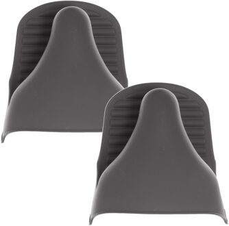 Set van 2x stuks siliconen ovenwant/ovenhandschoen grijs 9 x 12,5 cm