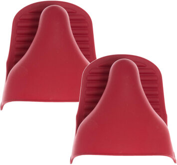 Set van 2x stuks siliconen ovenwant/ovenhandschoen rood 9 x 12,5 cm