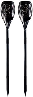Set van 2x stuks solar tuinlampen/fakkels met vlameffect op zonne-energie 58 cm