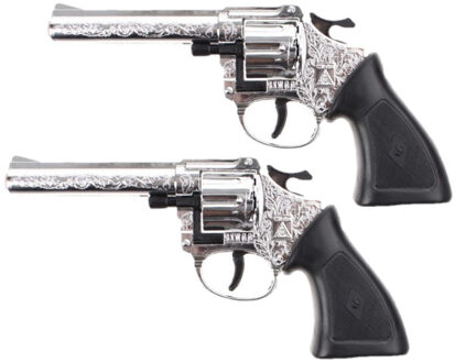 Set van 2x stuks speelgoed Revolvers/pistolen ringo met 8 schoten van 20 cm