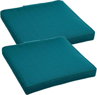 Set van 2x stuks stoelkussens voor binnen en buiten in de kleur emerald groen 40 x 40 x 4 cm - tuinstoelkussens