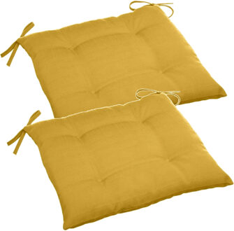 Set van 2x stuks stoelkussens voor binnen en buiten in de kleur geel 40 x 40 x 4 cm