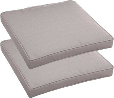 Set van 2x stuks stoelkussens voor binnen en buiten in de kleur taupe 40 x 40 x 4 cm - tuinstoelkussens