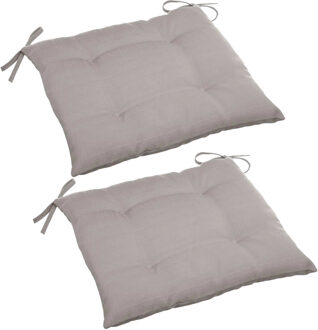 Set van 2x stuks stoelkussens voor binnen en buiten in de kleur taupe 40 x 40 x 4 cm - tuinstoelkussens