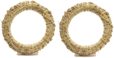 Set van 2x stuks stro kerstkrans om te decoreren 40 x 6,5 cm