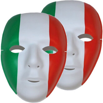 Set van 2x stuks supporters maskers rood/groen/wit Italie