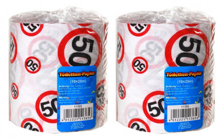 Set van 2x stuks toiletpapier rollen voor een 50 jarige/jaar - Feestartikelen cadeau - Abraham/Sara