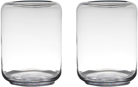 Set van 2x stuks transparante grote vaas/vazen van glas 30 x 23 cm