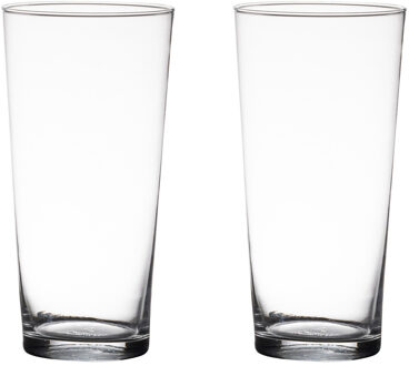 Set van 2x stuks transparante home-basics conische vaas/vazen van glas 29 x 16 cm