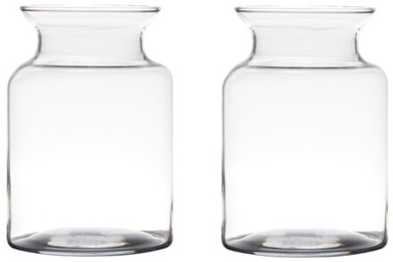 Set van 2x stuks transparante home-basics vaas/vazen van glas 20 x 14 cm