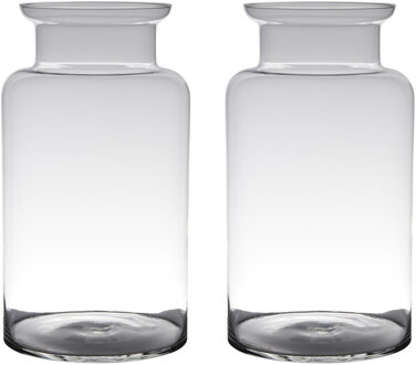 Set van 2x stuks transparante luxe grote melkbus vaas/vazen van glas 45 x 25 cm