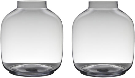 Set van 2x stuks transparante luxe grote vaas/vazen van glas 43 x 38 cm