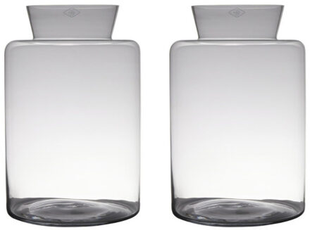Set van 2x stuks transparante luxe grote vaas/vazen van glas 45 x 29 cm