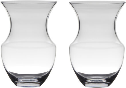Set van 2x stuks transparante luxe vaas/vazen van glas 26.5 x 18 cm - Vazen