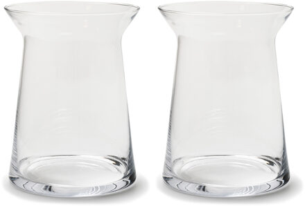 Set van 2x stuks transparante trechter vaas/vazen van glas 19 x 25 cm