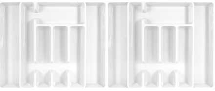 Set van 2x stuks uitschuifbare bestekbakken/bestekhouders wit 44 cm