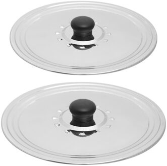 Set van 2x stuks universele RVS spatdeksel/pannendeksel met stoomuitlaat