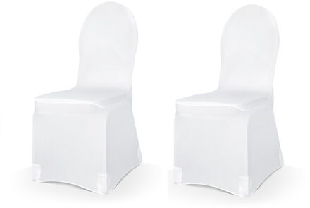 Set van 2x stuks universele witte elastische stoelhoezen 50 x 105 cm - Feestdecoratievoorwerp