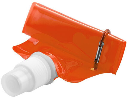 Set van 2x stuks waterzak / drinkfles met karabijnhaak - Oranje - 400 ml - Opvouwbaar - Herbruikbare opvouwbare waterzakken - Koningsdag - EK/WK voetbal fan artikel - Festival Gadget