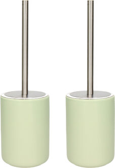 Set van 2x stuks wC-borstel/toiletborstel inclusief houder licht groen 38 cm van steen