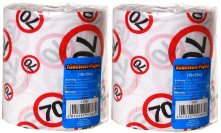 Set van 2x stuks wC Toiletpapier rollen voor een 70 jarige/jaar verjaardag - Feestartikelen cadeau