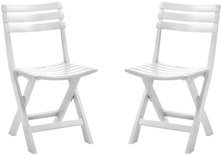 Set van 2x stuks witte kunststof klapstoelen voor binnen en buiten