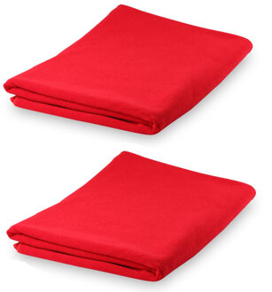 Set van 2x stuks yoga wellness microvezel handdoeken 150 x 75 cm rood - Sporthanddoeken