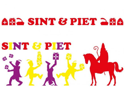 Set van 2x stuks zelfklevende grote Sinterklaas raamstickers