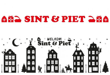 Set van 2x stuks zelfklevende grote Sinterklaas raamstickers