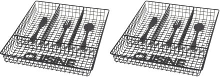 Set van 2x stuks zwarte inzet bestekbakken van metaal 32 cm - Bestekbakken