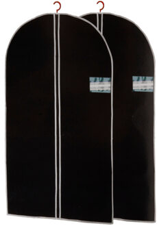 Set van 2x stuks zwarte kledinghoezen - 60 x 150 cm - Kledinghoezen - Bescherm hoezen voor kleding