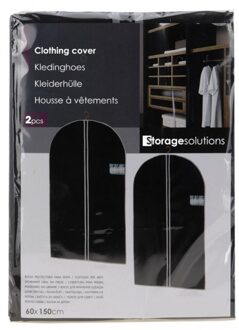 Set van 2x stuks zwarte kledinghoezen 60 x150 cm - Kledinghoezen Grijs
