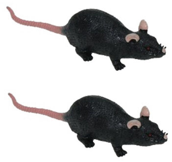 Set van 2x stuks zwarte rubberen nep/namaak dieren rat 11 cm