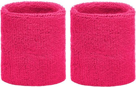 Set van 2x stuks zweetbandjes fuchsia roze voor om de pols