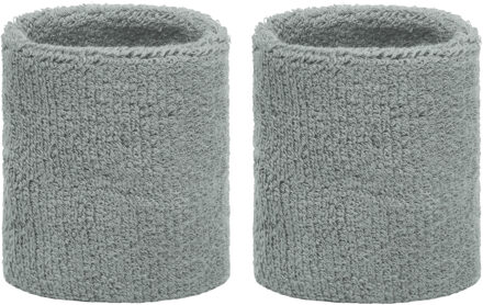 Set van 2x stuks zweetbandjes grijs voor om de pols