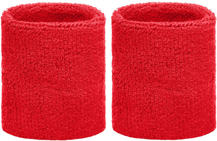Set van 2x stuks zweetbandjes rood voor om de pols