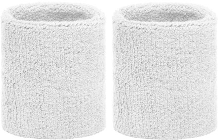 Set van 2x stuks zweetbandjes wit voor om de pols