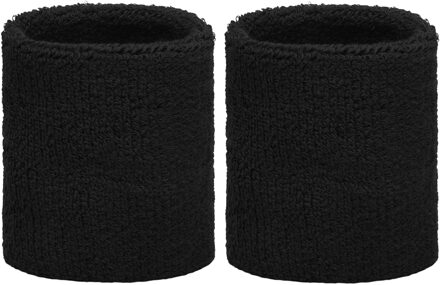 Set van 2x stuks zweetbandjes zwart voor om de pols