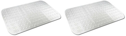 Set van 2x Transparante antislip badmat / douchemat 79 x 37 cm - Douchematten/badmatten - Badkamer accessoires matten