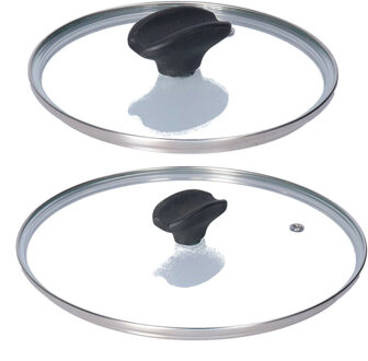 Set van 2x universele glazen pannendeksels - voor pannen van dia 16 en 24 cm