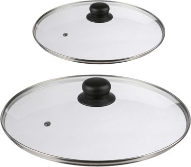 Set van 2x universele glazen pannendeksels - voor pannen van dia 16 en 28 cm