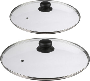 Set van 2x universele glazen pannendeksels - voor pannen van dia 24 en 28 cm