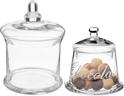 Set van 2x voorraadpotten/koektrommels 0,4L en 1L glas met deksel - Voorraadpot Transparant