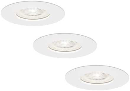 Set van 3 Bari LED inbouwspots extra plat 58mm - 3,8W 270lm - GU10 LED Module - 6000K daglicht wit - Dimbaar - Rond - IP65 waterdicht - Wit