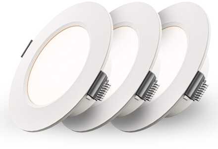 Set van 3 Georgia LED platte Inbouwspots wit - 6 Watt 490lm - Rond - 4000K Neutraal Wit - Ø120 mm - IP20 voor binnen - Inbouwdiepte 25mm