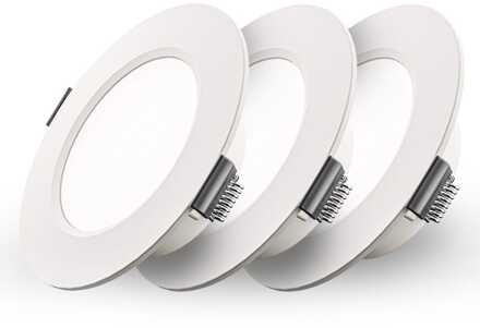 Set van 3 Georgia LED platte Inbouwspots wit - 6 Watt 490lm - Rond - 6500K Daglicht Wit - Ø120 mm - IP20 voor binnen - Inbouwdiepte 25mm
