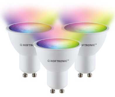 Set van 3 GU10 120° SMART LED Lampen RGBWW Wifi+Bluetooth 5.5 Watt 400lm Dimbaar