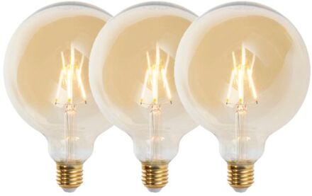 Set van 3 LED Goldline filament lamp E27 5W 360lm G125 dimbaar