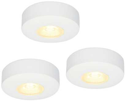 Set van 3 LED Opbouwspots Pavo wit 3 Watt 2700K 260lm Ultra dun 23 mm